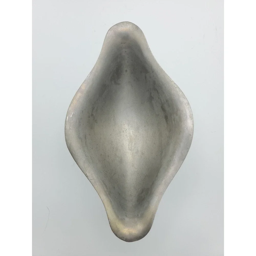 Vintage Cast Hammered Aluminum Gravy Boat Guardian Service 2 Pc Underplate‎ Gray